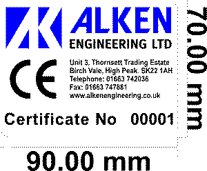 8689-A alken engineering Label 90x70mm Self adhesive vinyl, numbered 00001-00010 inc two of each number