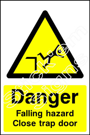 Danger Falling hazard Close trap door CONS0025