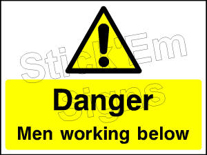 Warning men working below CONS0074