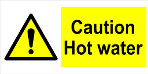 11475-G Caution Hot Water 150x300mm