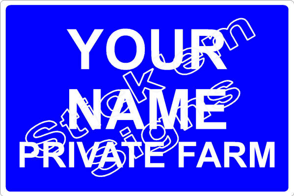 COUN2072 Your name Private Farm White on blue